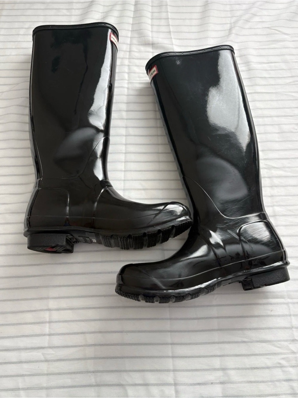 Hunter Black Gloss Knee-High Rain Boots
